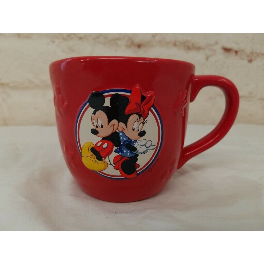 Disney Mickey & Minnie Mouse Red Ceramic Coffee Mug 3d effect